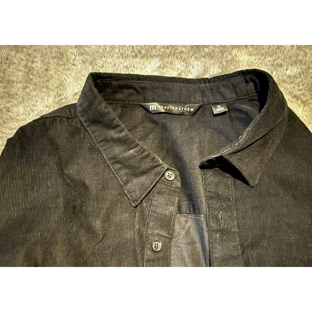 Travis Mathew Shirt Mens XL Black Long Sleeve Button Up Casual
